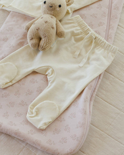 Wrap Top + Footed Pant Set || Ivory