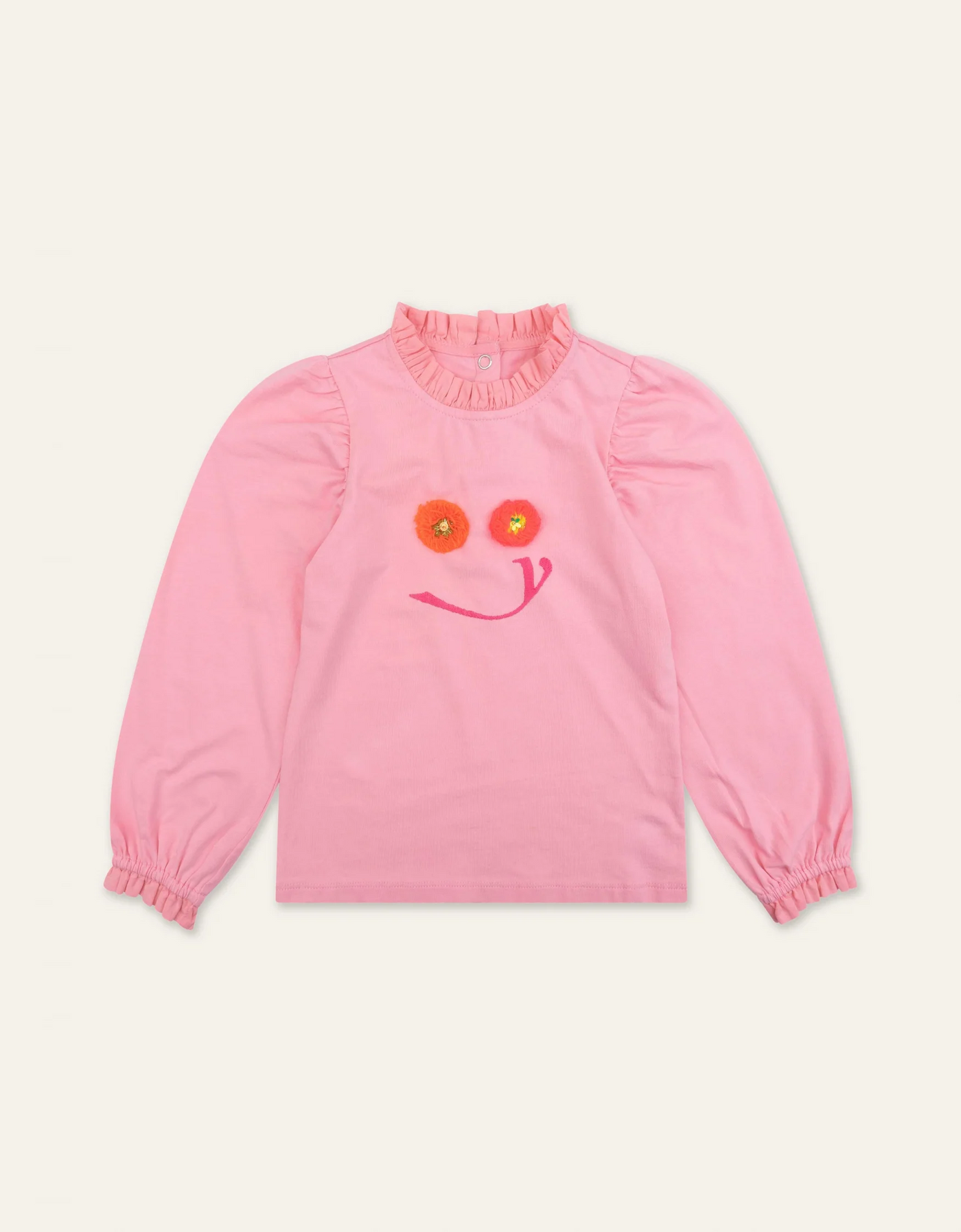 Pink Smiley Artwork Flowers T-Shirt