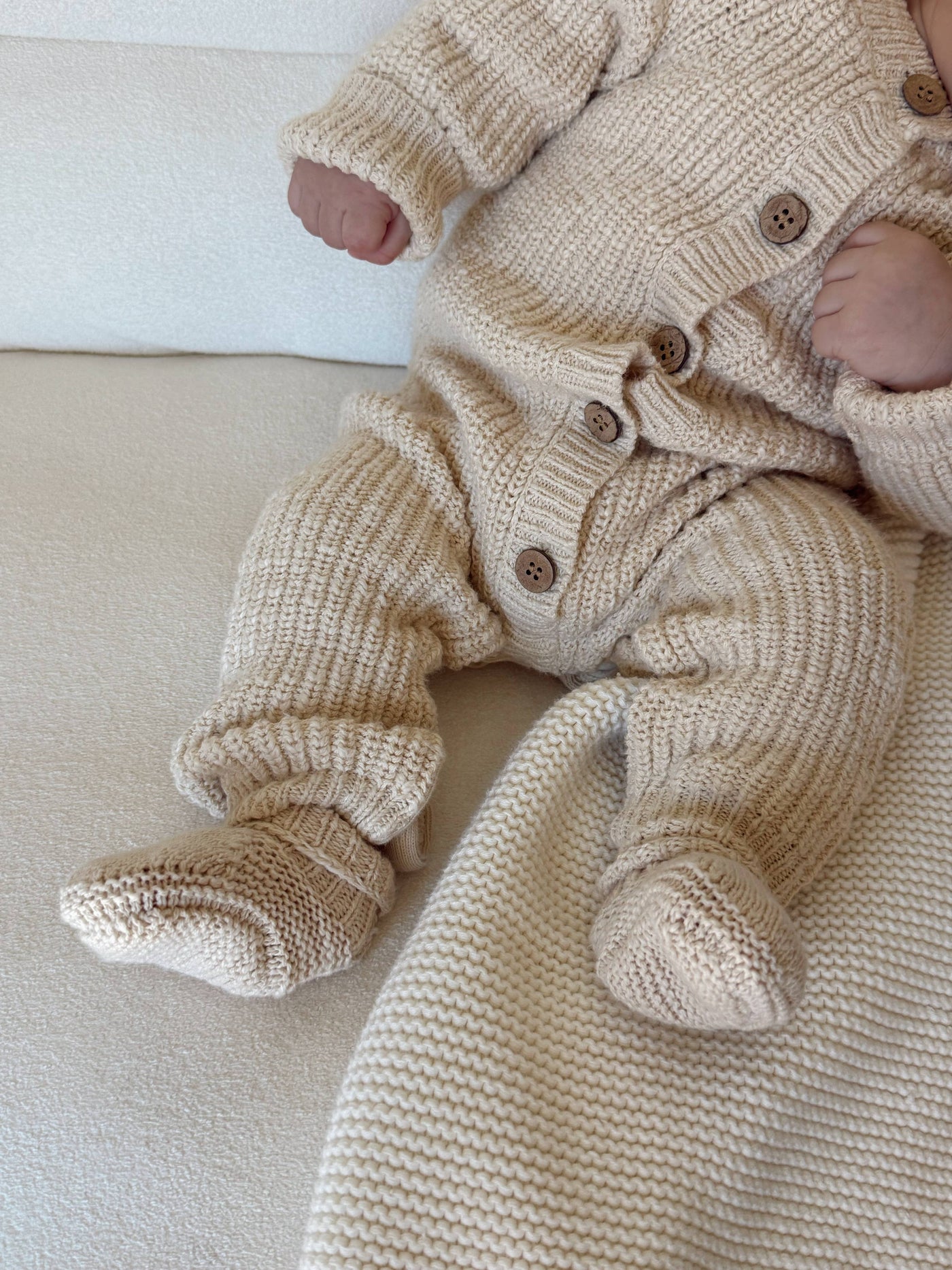 Classic Chunky Knit Jumpsuit and Booties | French Cream