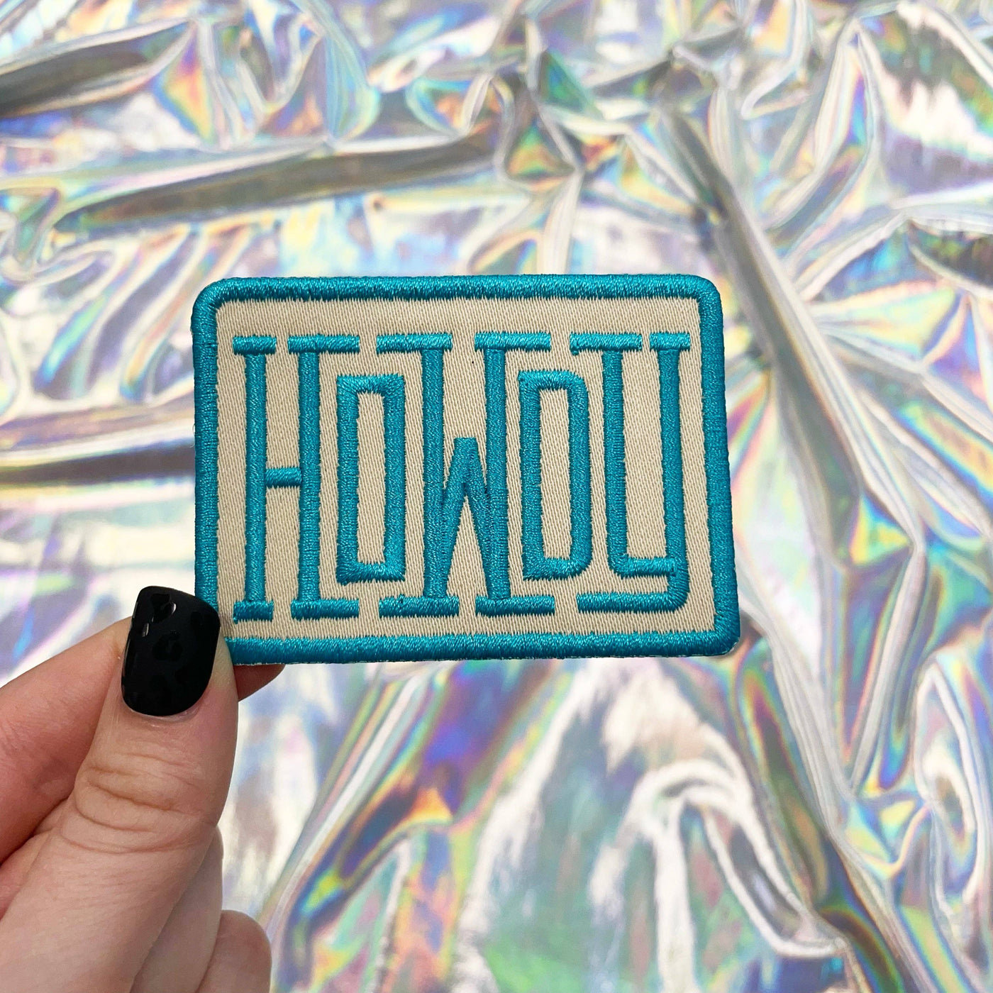 Turquoise Howdy Embroidered Patch