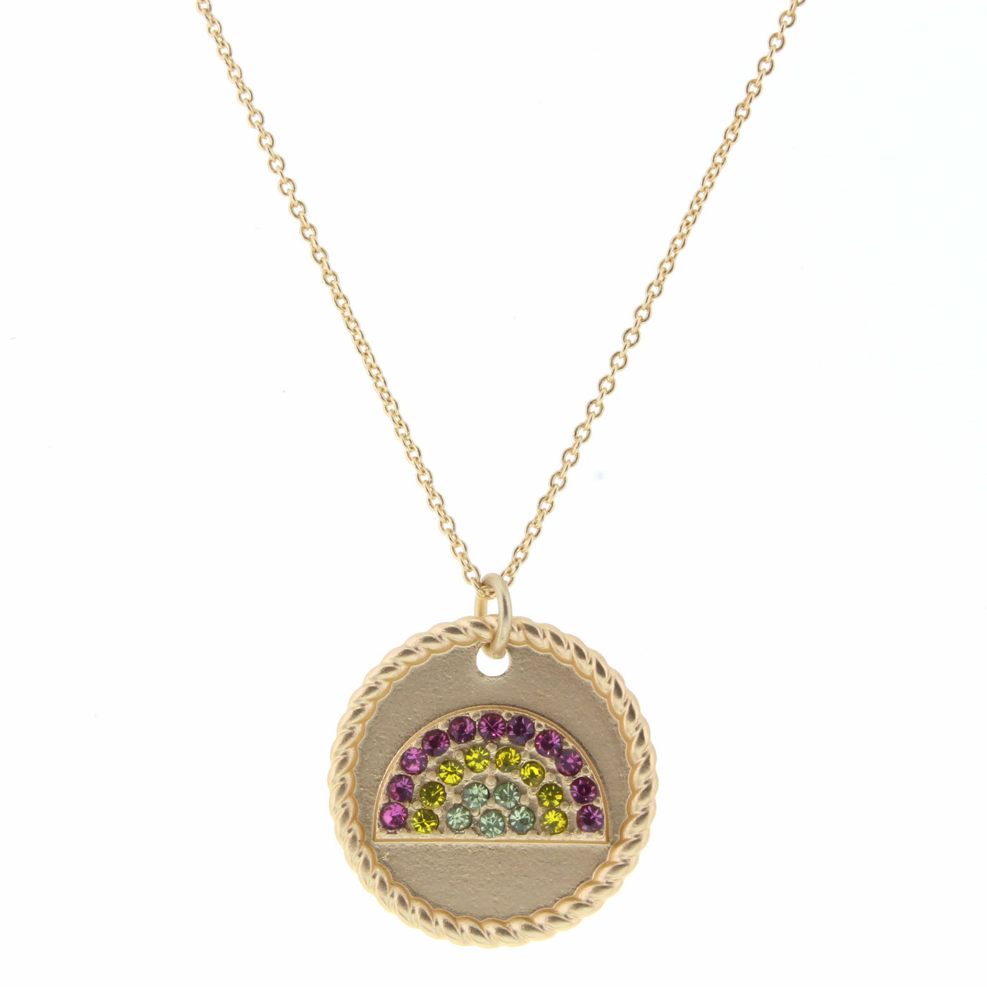 Gold Disc with Rainbow Necklace