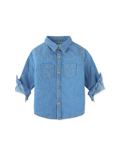 Baby Boy Hang On Banana Western Denim Shirt