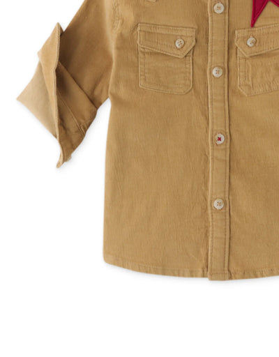 Baby Boy Star Patch Fine Cord Shirt