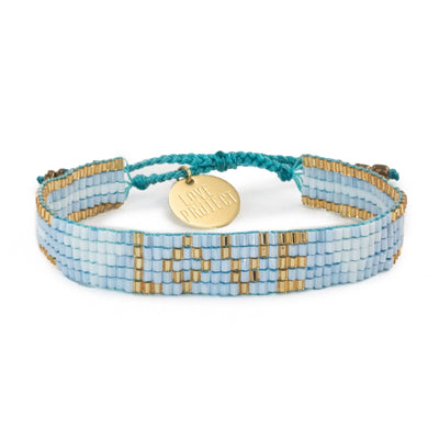 Kids' Seed Bead LOVE with Hearts Bracelet | Sky Blue