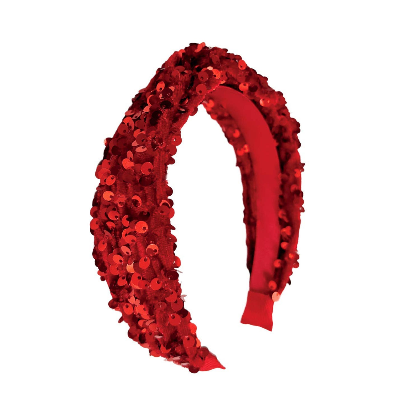 Sequin Velvet Headband | Red