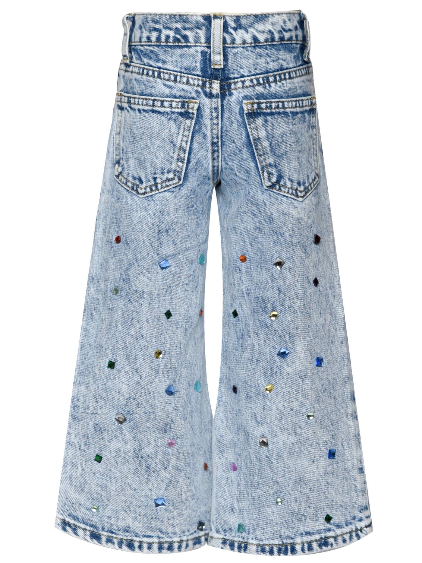 Acid Wash Rhinestone Denim Pants