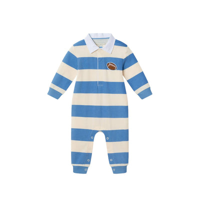 Rugby Polo Romper | Blue Stripes