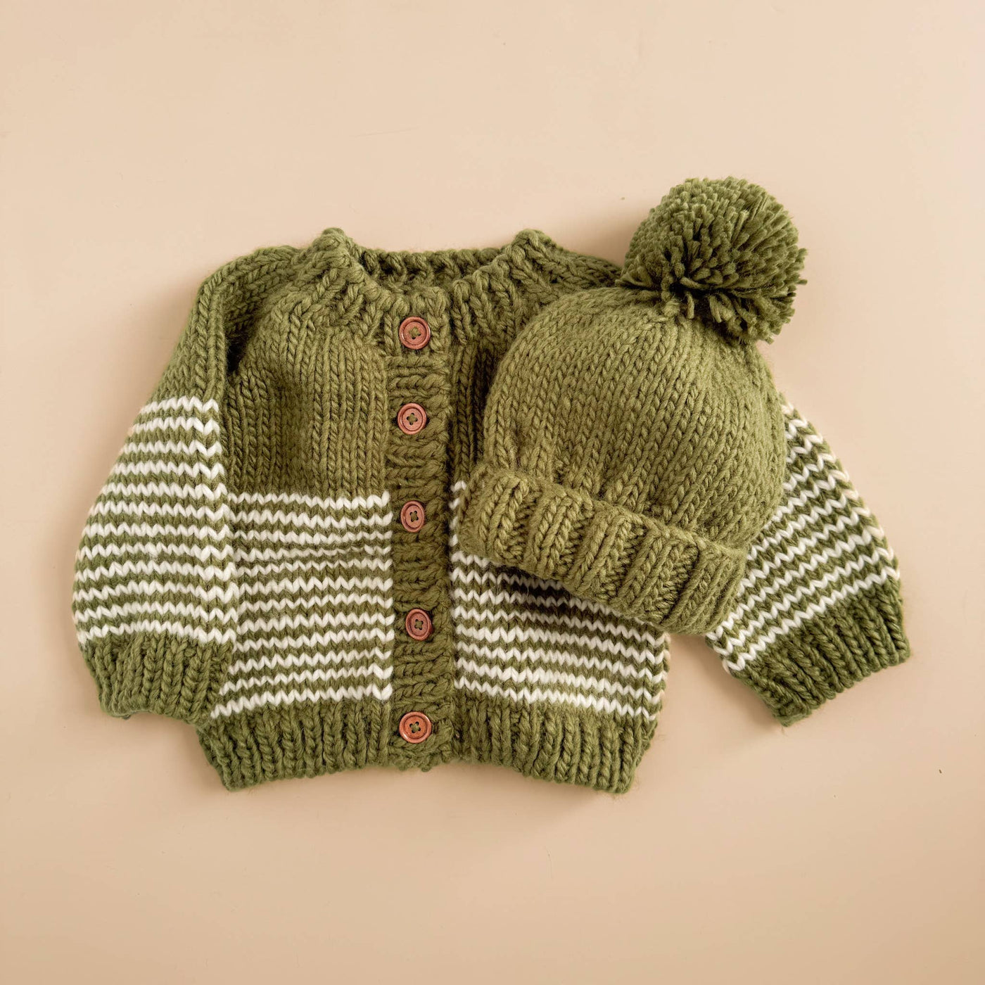 Stripe Cardigan Moss Baby Sweater