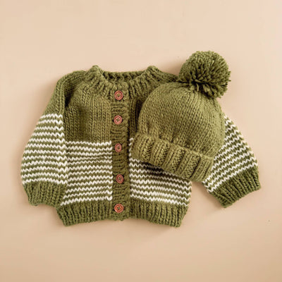 Stripe Cardigan Moss Baby Sweater