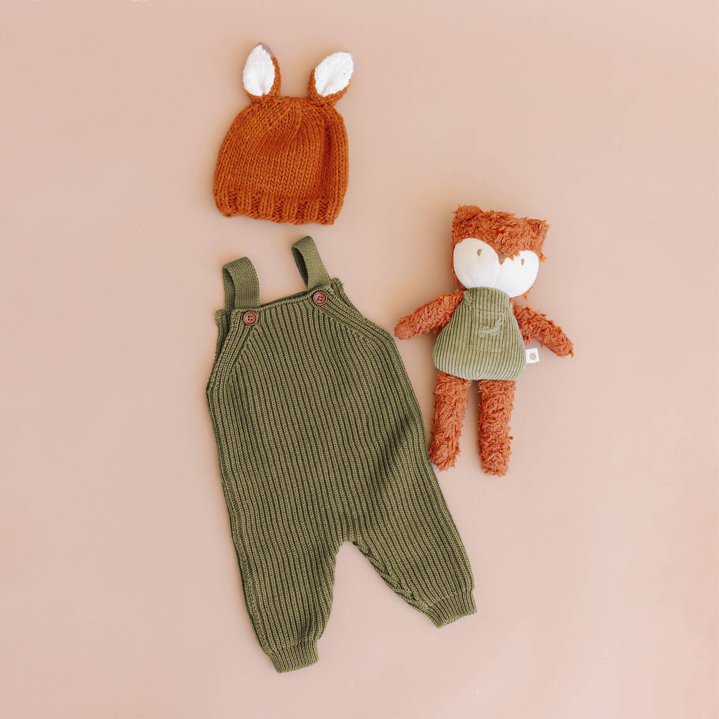 Cotton Brioche Moss Baby Overalls
