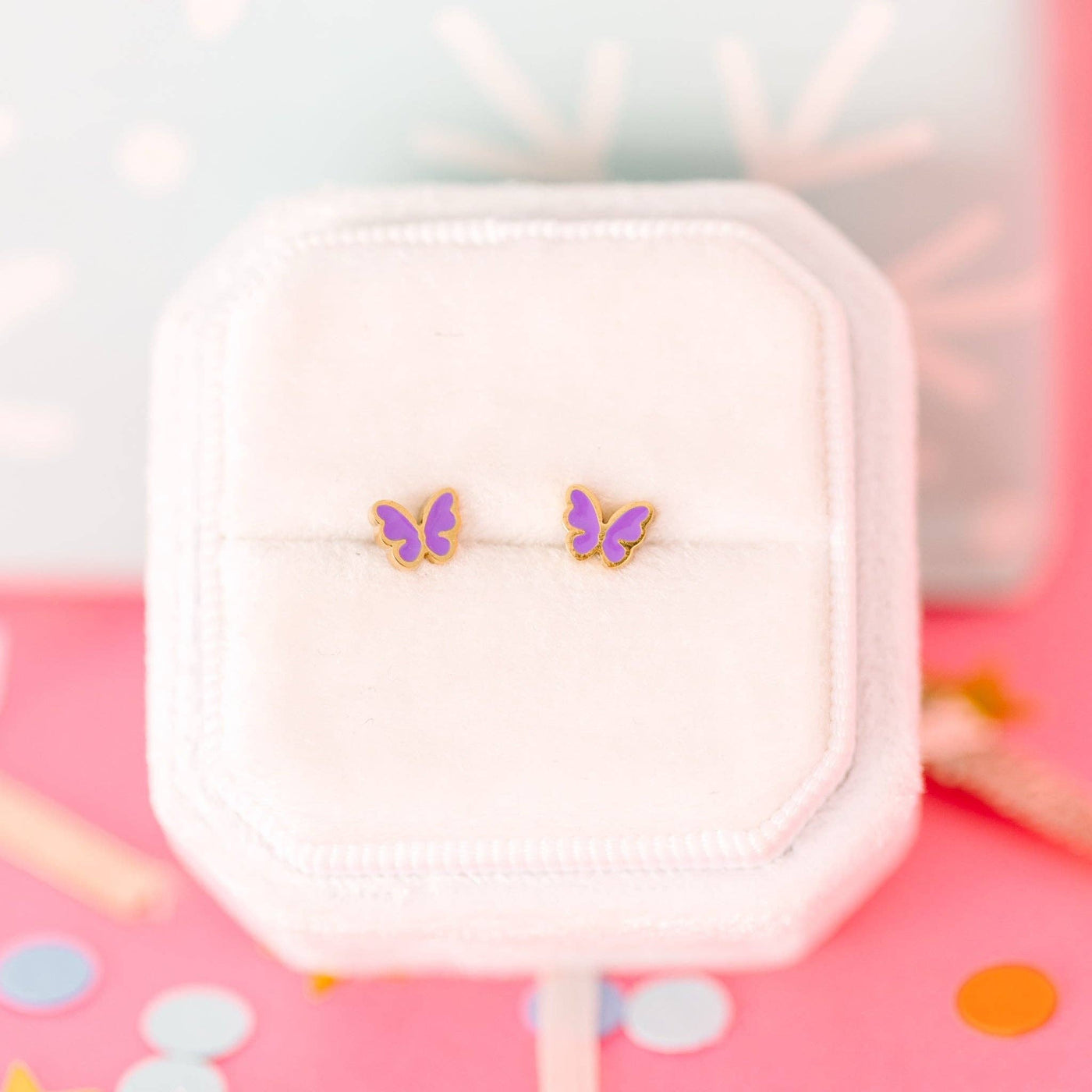 Tiny Purple Butterfly Earrings
