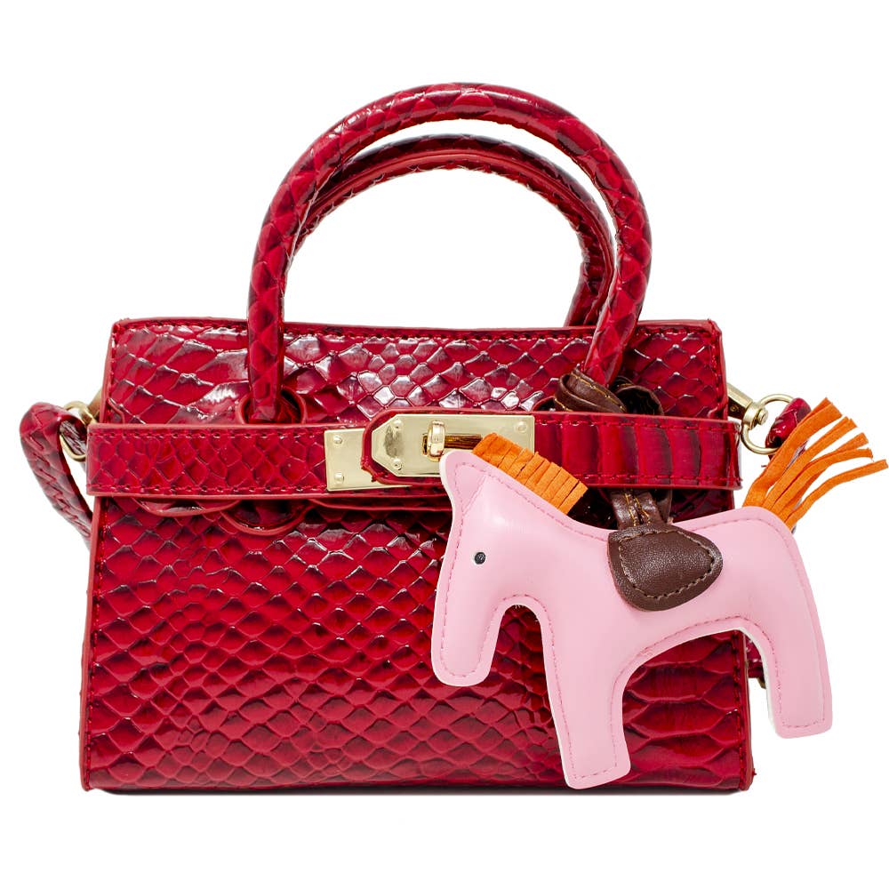 Crocodile Pony Handbag: Gold