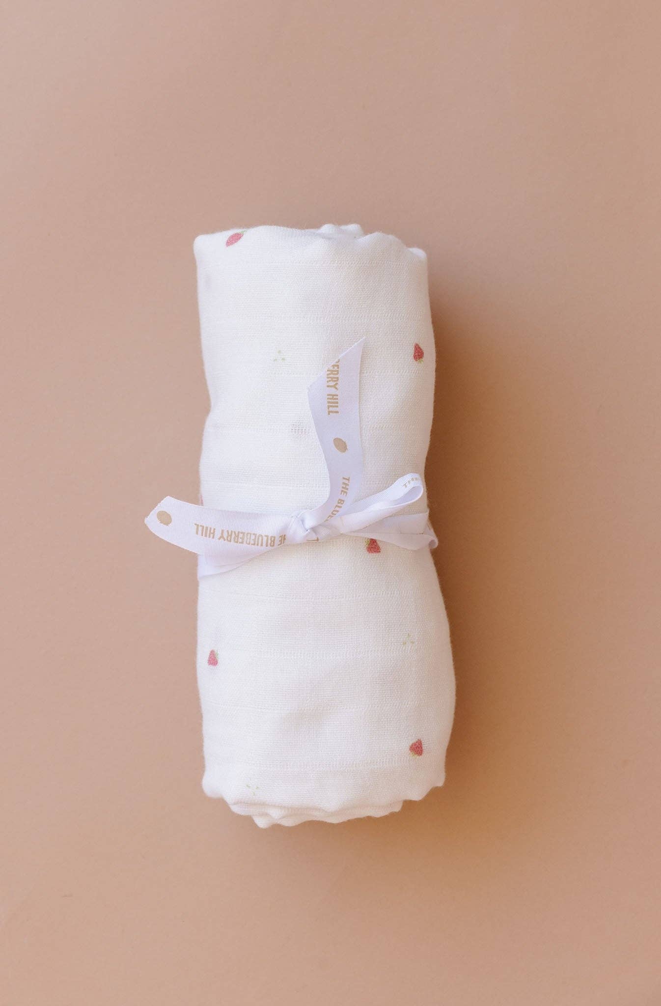 Pink Strawberry Organic Muslin Baby Swaddle Blanket