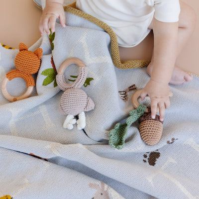 Teether Cotten Fox Crochet Baby Rattle