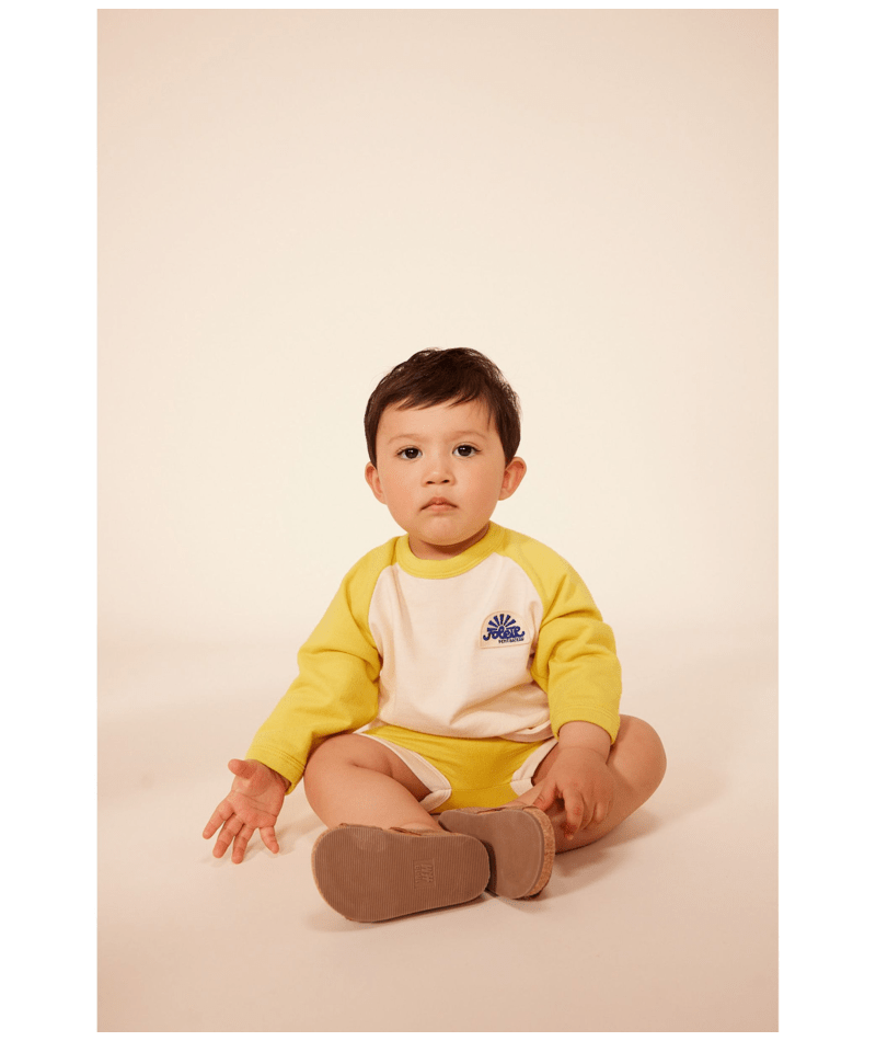 Baby Sweatshirt With Contrast Sleeves | Cream Yellow