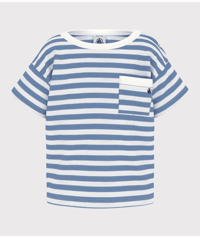 Baby Short Sleeve Striped Pocket Tee | Blue White