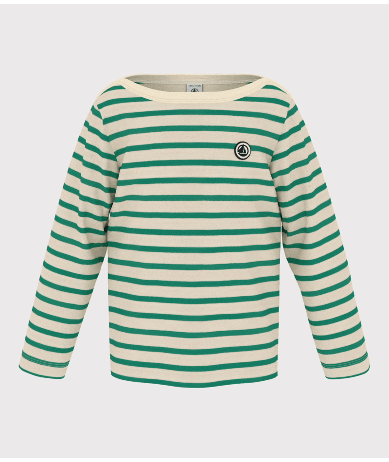 Kid Long Sleeve Striped Top | Green Cream