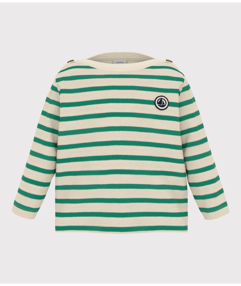 Baby Long Sleeve Striped Top | Green Cream