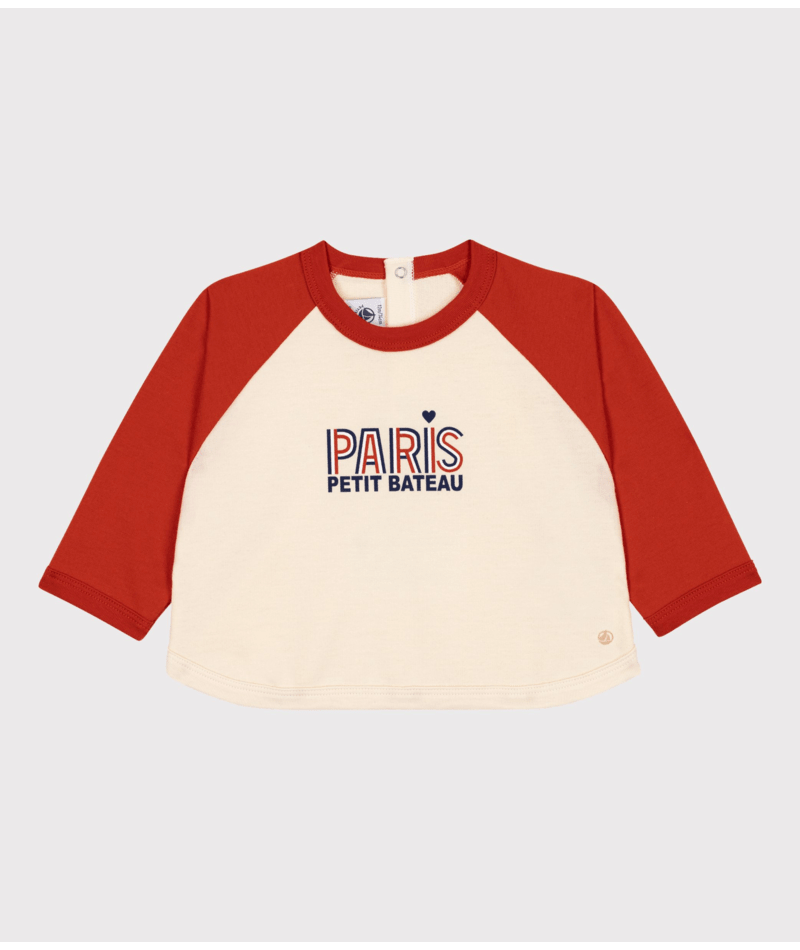 Baby Sweatshirt With Contrast Sleeves | Cream Red