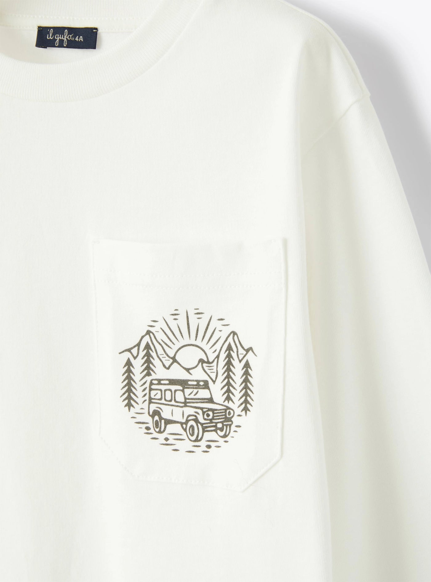 White Long Sleeve Tshirt With Pocket