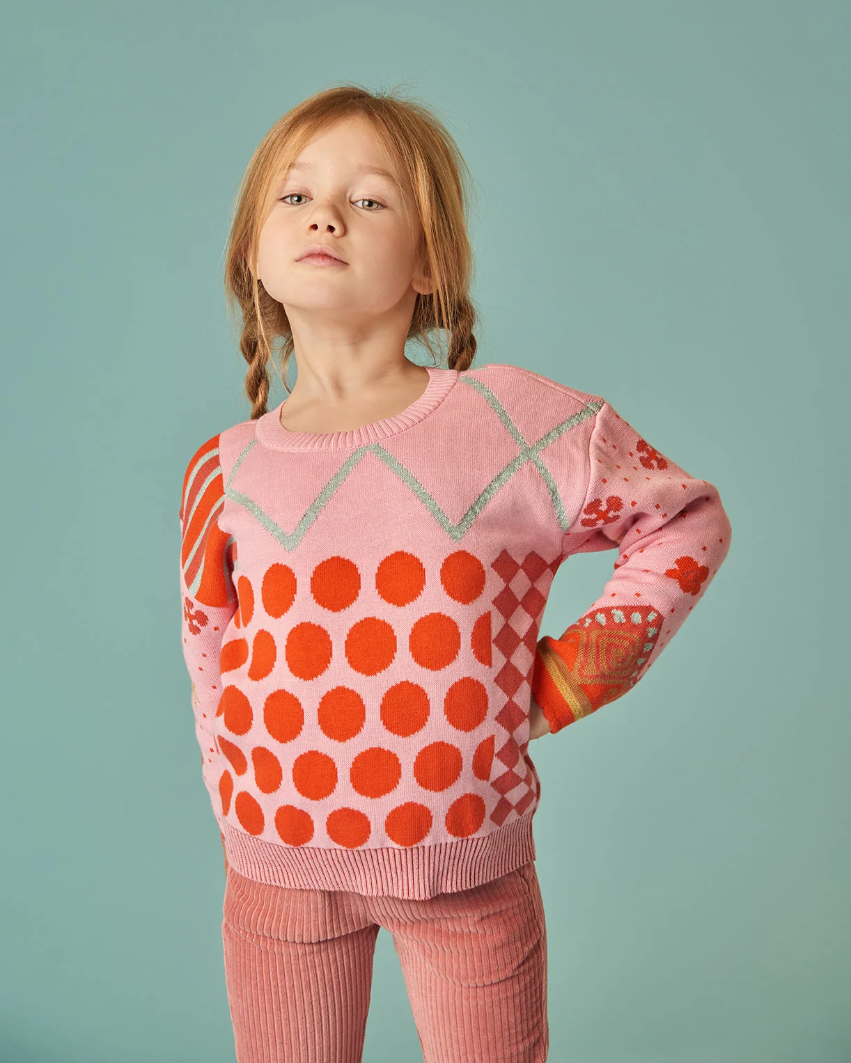 Orange Dots Jacquard Sweater