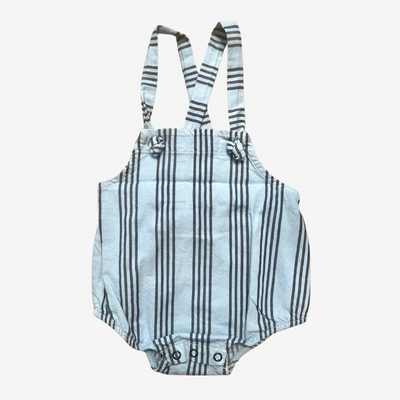 Blue Vintage Stripes Baby Overalls (baby shown in Ivory)