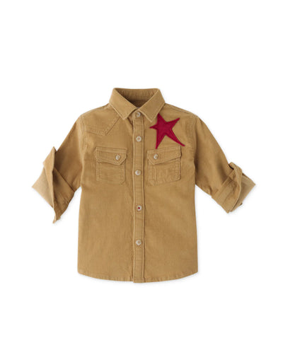 Baby Boy Star Patch Fine Cord Shirt