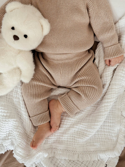 Baby Rib Bodysuit and Leggings | Heather Beige