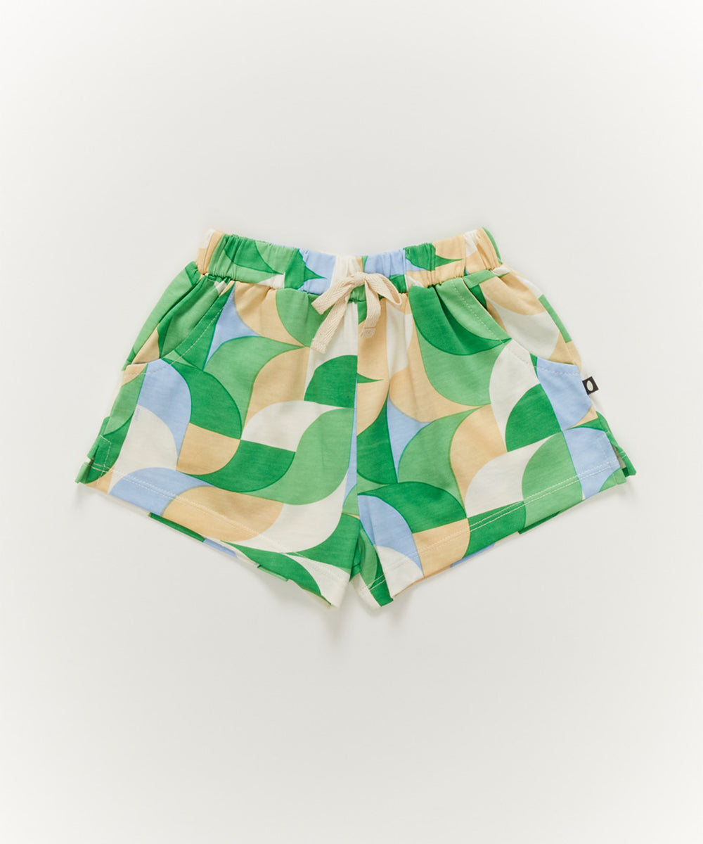 Play Shorts in Green Geometric