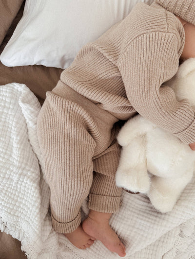Baby Rib Bodysuit and Leggings | Heather Beige