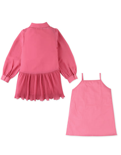 Smocked Dress With Pleated Skirt