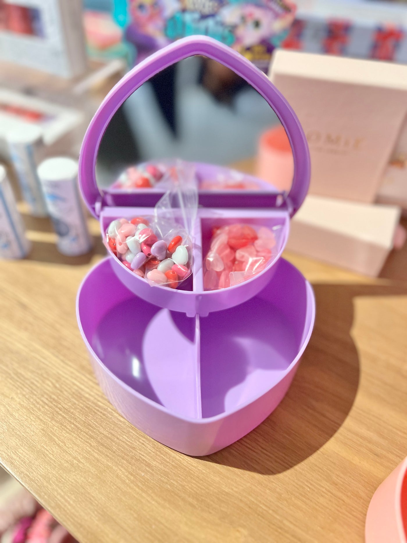 Heart Jewelry Box and Beads | Purple or Pink (Personalize)