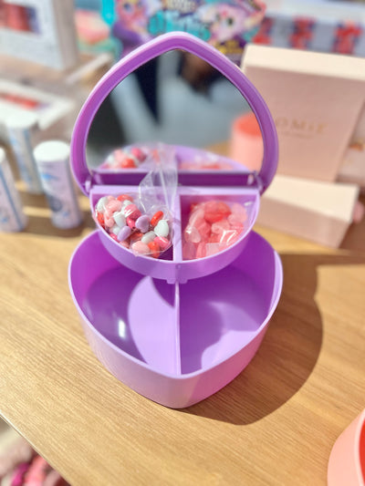 Heart Jewelry Box and Beads | Purple or Pink (Personalize)