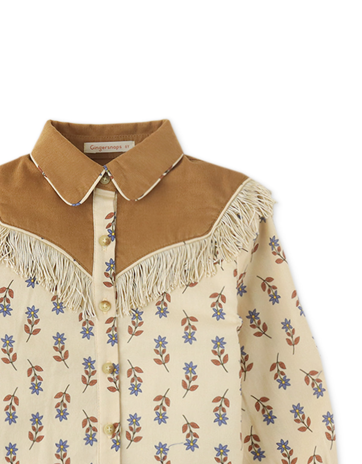 Printed Button Down Shirt With Fringes