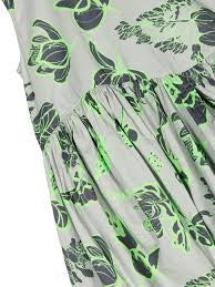 Gray Neon Green Print Dress