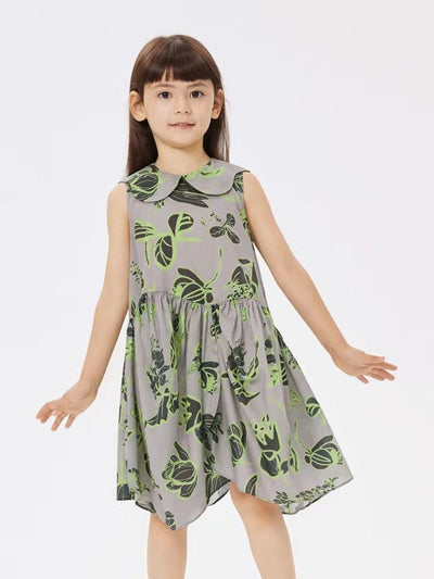 Gray Neon Green Print Dress