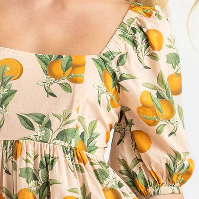 Melissa Dress |Pink Botanical Oranges