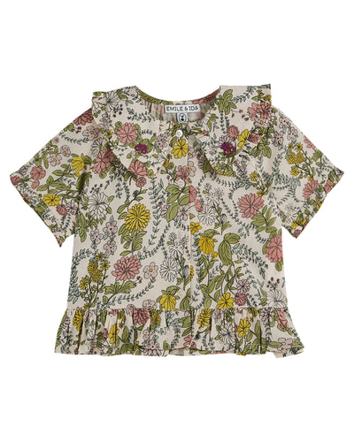 Embroidered Printed Blouse Herbarium