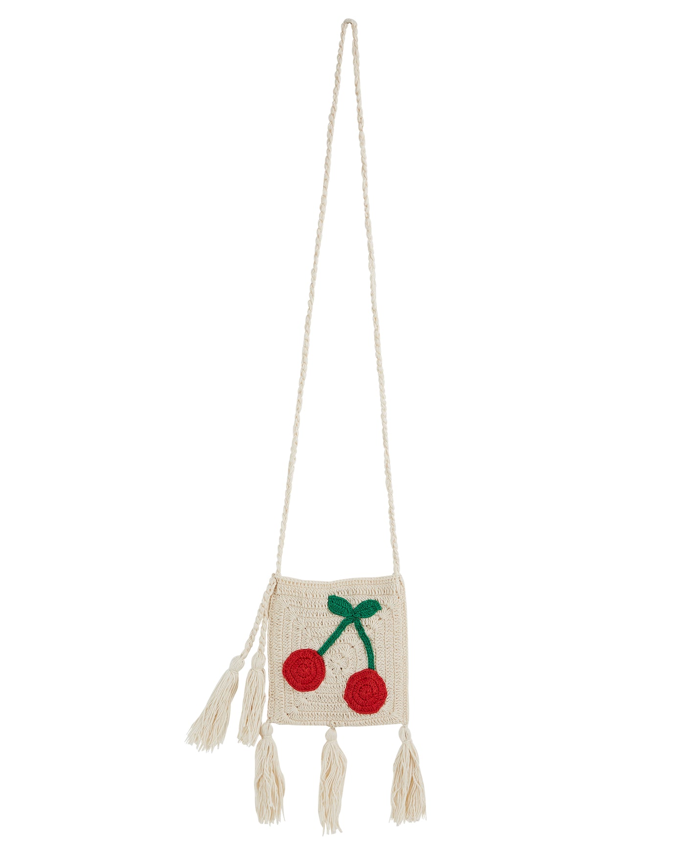 Ecru Cherry Mini Crochet Bag