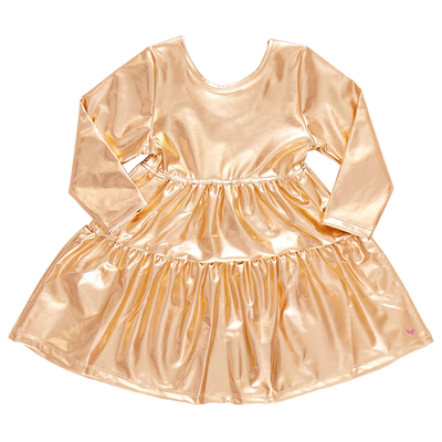 Girls Lame Polly Dress | Gold