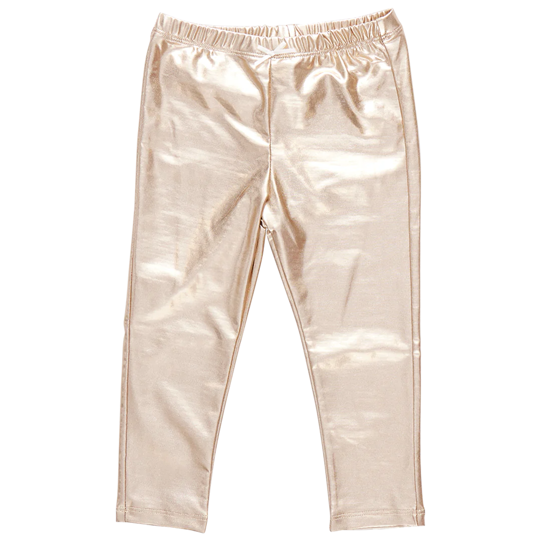 Girls Lame Legging | Light Gold