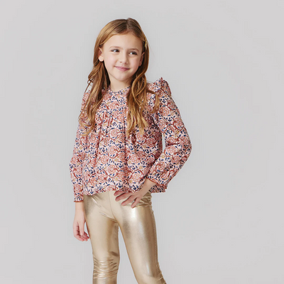 Girls Lame Legging | Light Gold