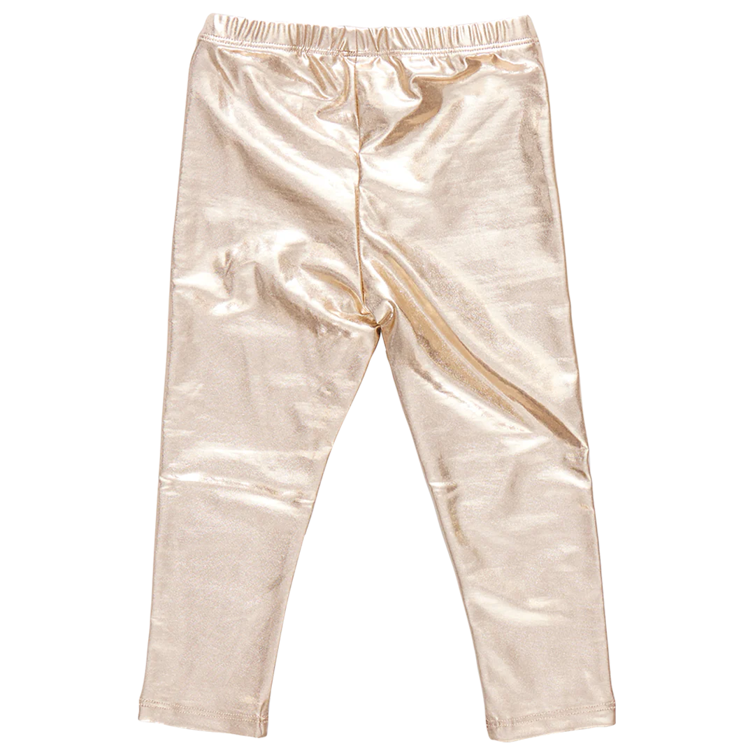 Girls Lame Legging | Light Gold