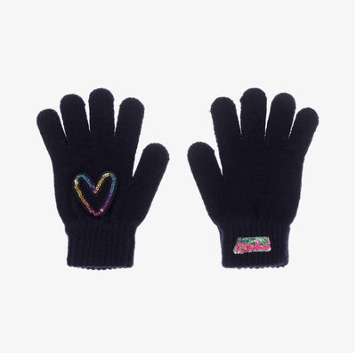 Sequin Heart Gloves | Indigo