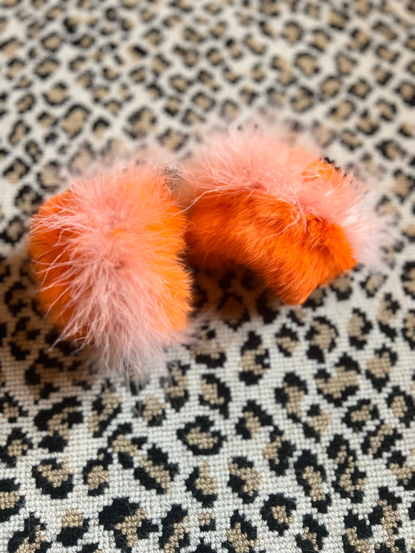 Fur Cuffs Set in Tangerine/Blush