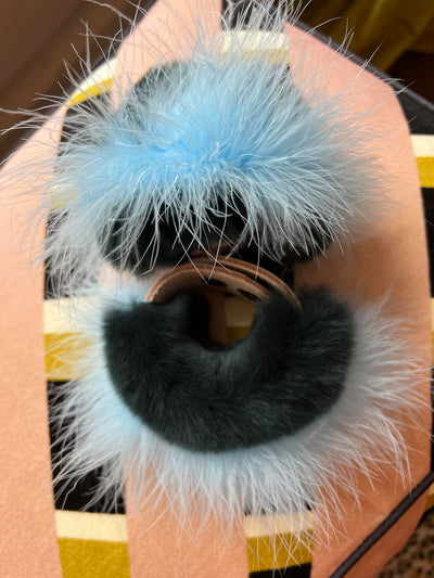 Fur Cuffs Set in Midnight/Cornflower