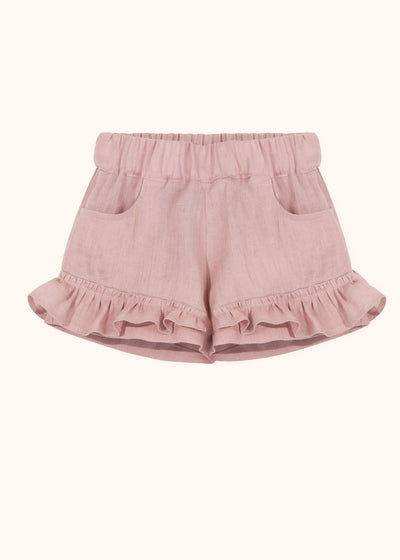 Pink Linen Frill Shorts