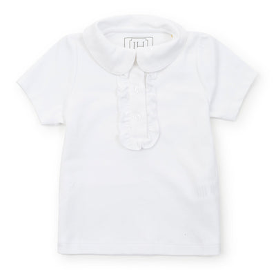 Jane Girls' Pima Cotton Short Sleeve Polo Shirt - White