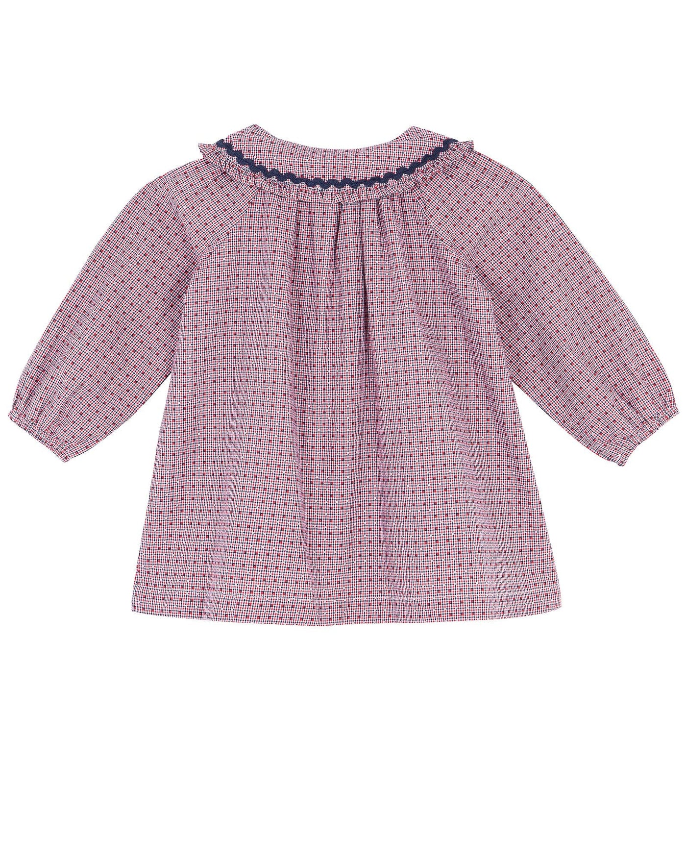 Checked Cotton Dress in Carreau Navy