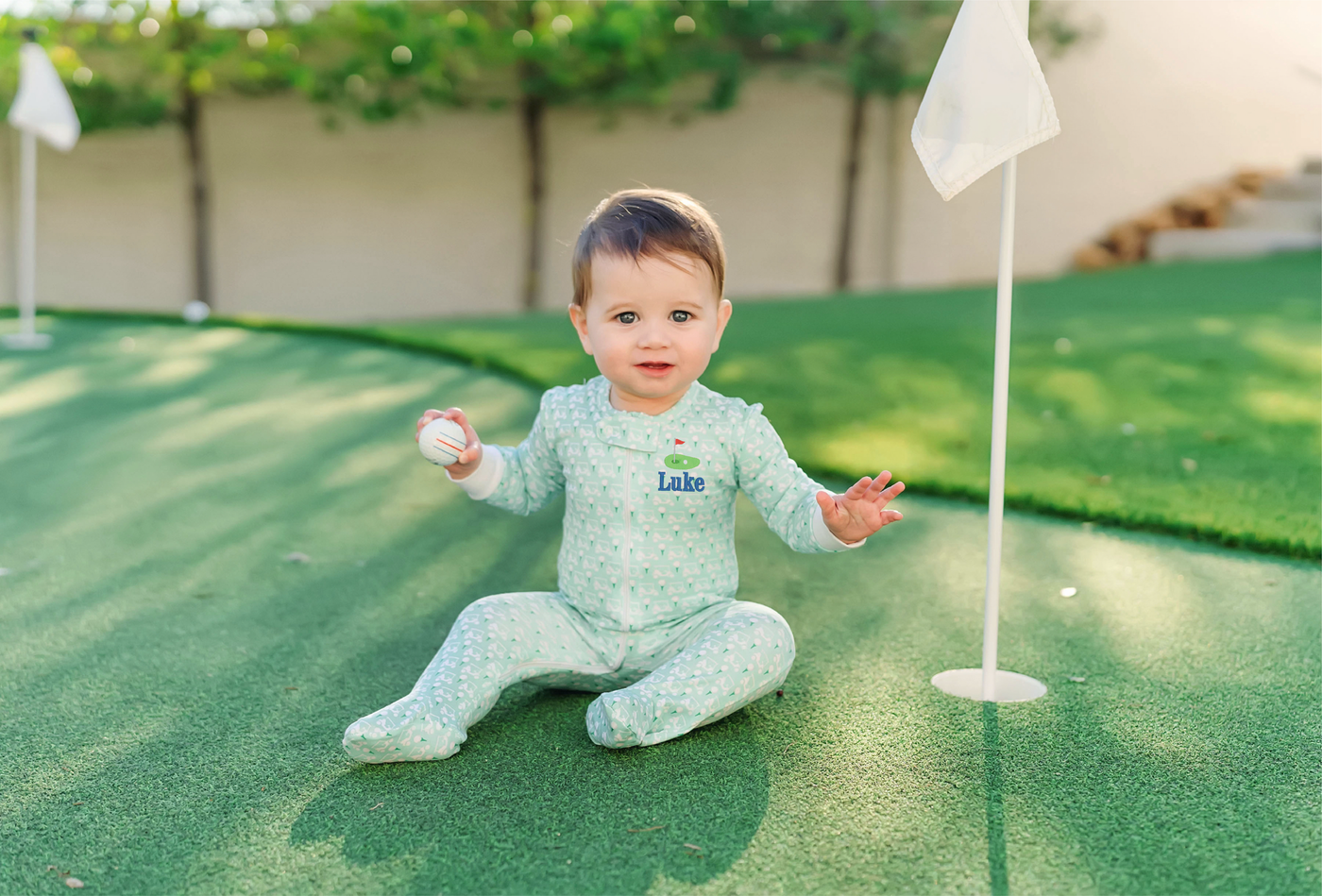 Parker Boys' Zipper Pajama - Golf Putting Green